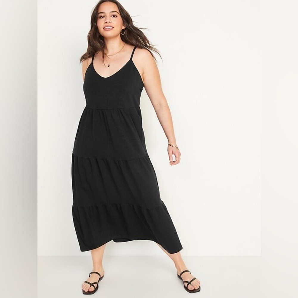Old Navy Tiered Slub-Knit Midi Cami Swing Dress